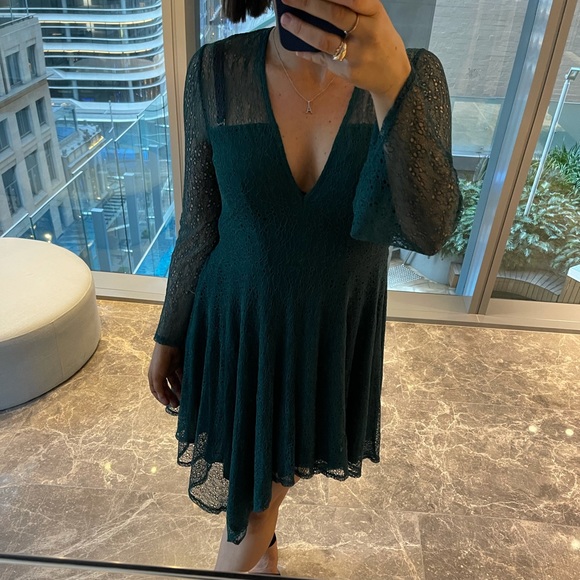 Stunning Topshop Turquoise Lace Dress - Size 10 - Picture 4 of 4